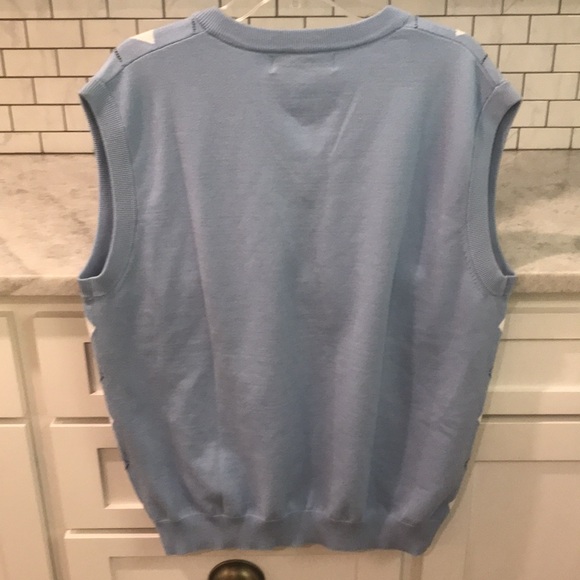 Golf Knickers Sweater Vest Mens Size L Blue Argyle Diamond Knit Tennis Prep - Picture 3 of 7